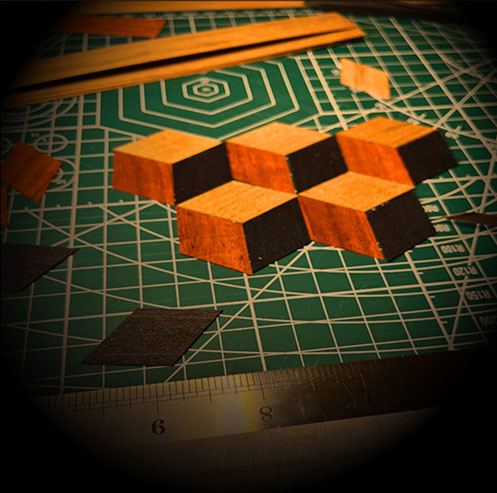 Composition de marqueterie réalisée avec plusieurs essences de bois