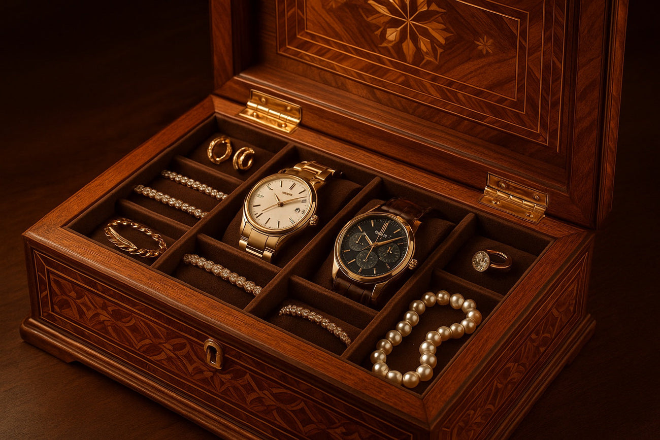 Coffret artisanal en bois et marqueterie