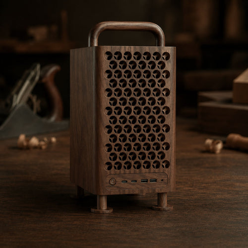 Boîtier TV rétro-gaming compact en bois, modèle Arcades Labs Design