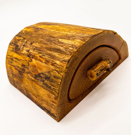 Tiroir ouvert de la bandsaw-box Natura en acacia