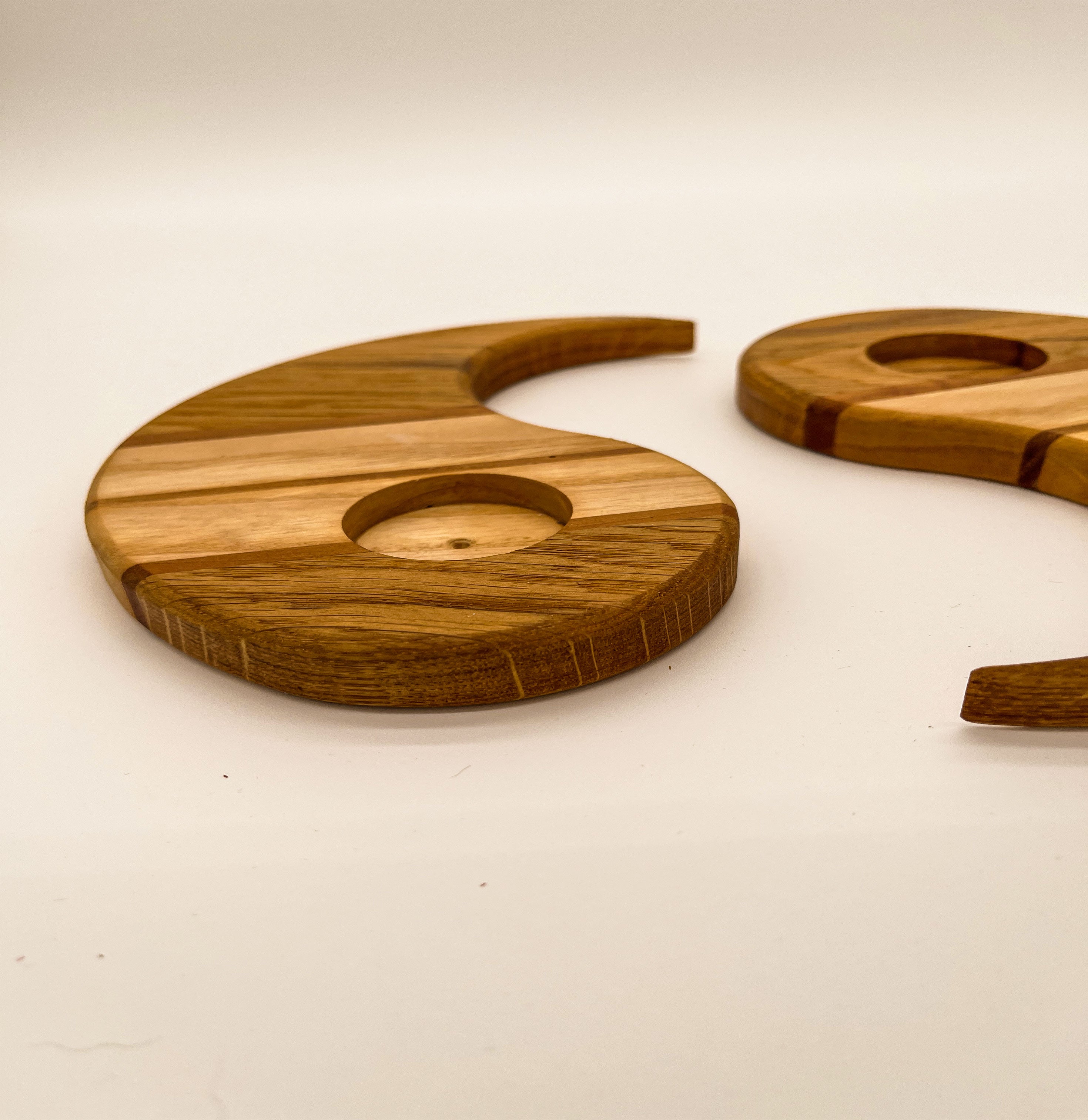 Bougeoir Ying-Yang en bois, vue de dessus